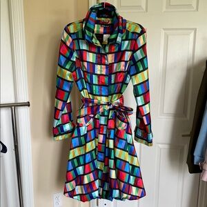 Samuel Dong Multicolor Trench Coat Dress